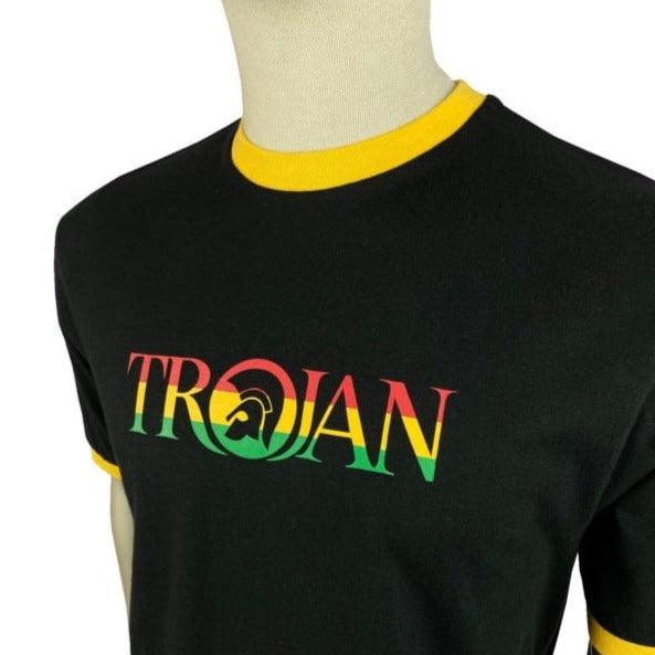 Trojan Records Outline Logo T Shirt Rasta - Urban Menswear