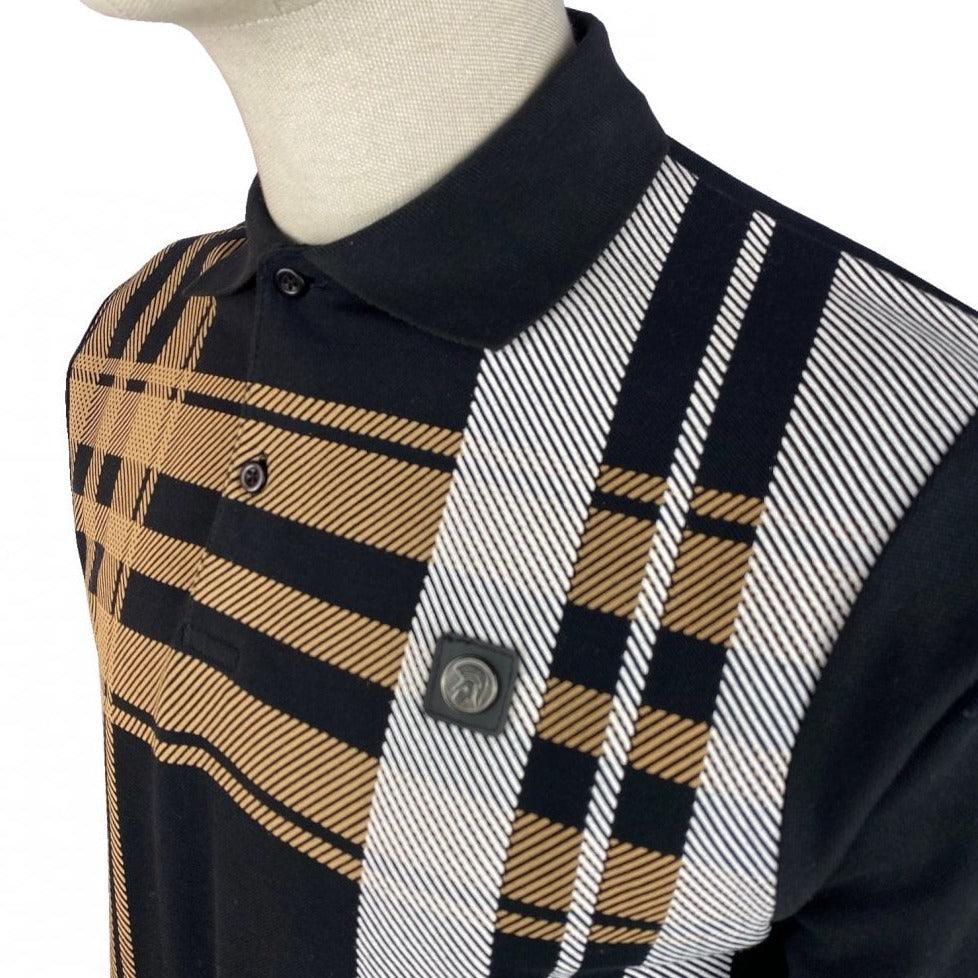 Trojan Oversize Check Polo Shirt Black - Urban Menswear