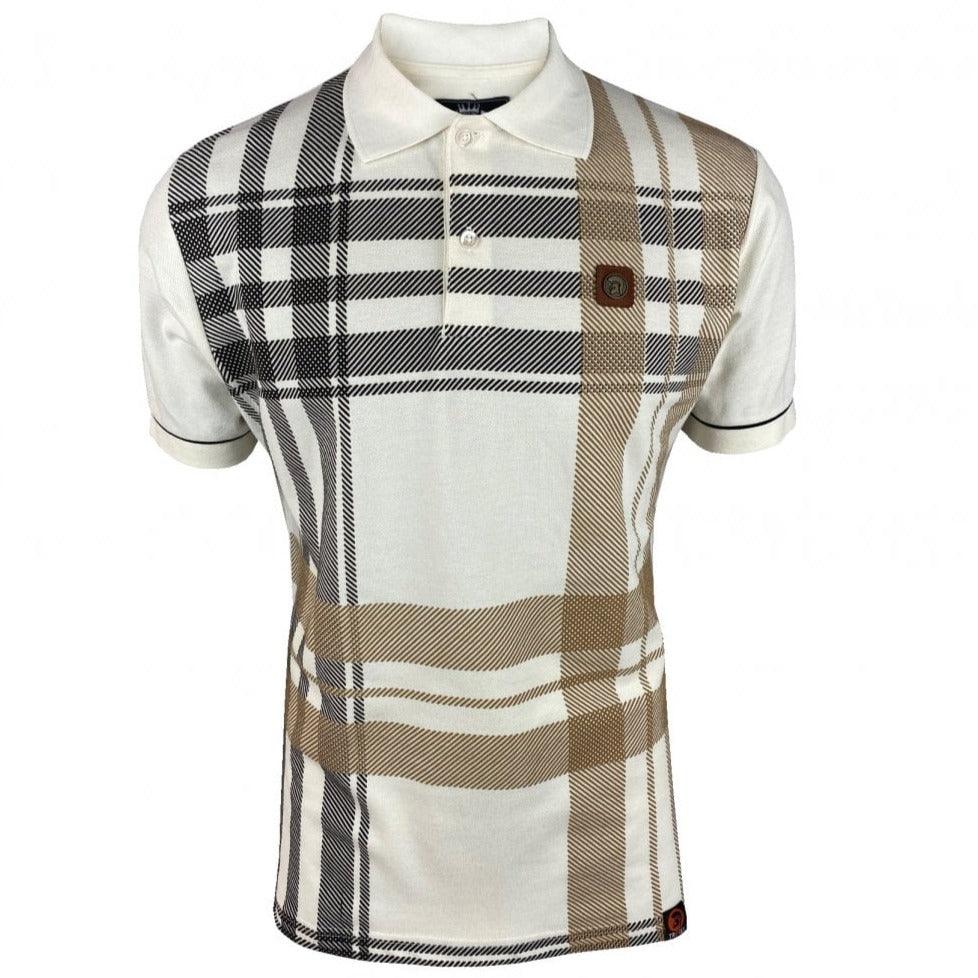 Trojan Oversize Check Polo Shirt Ecru - Urban Menswear