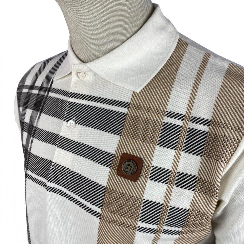 Trojan Oversize Check Polo Shirt Ecru - Urban Menswear