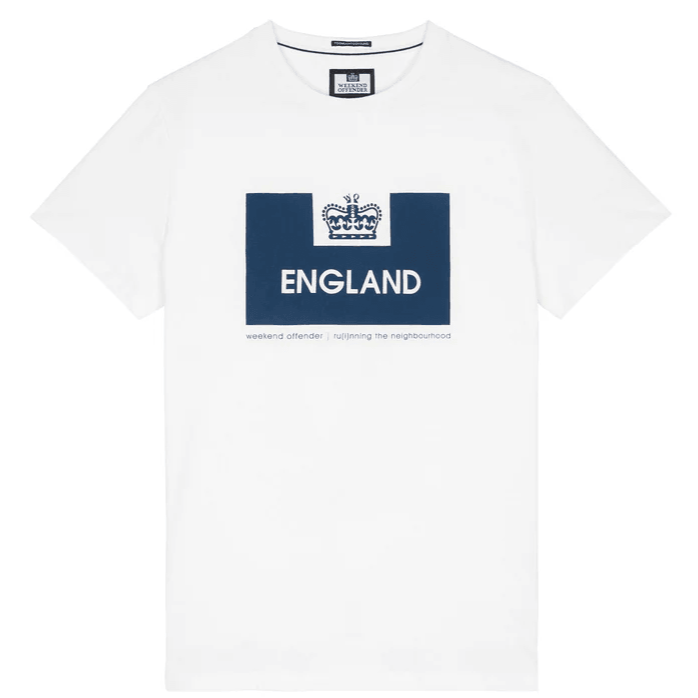 Weekend Offender England T-Shirt White - Urban Menswear