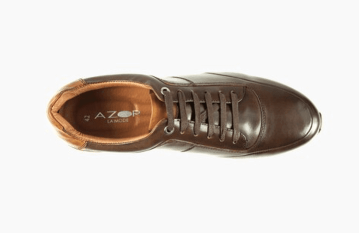 Azor la Mode Calabria Brown Leather Trainers - Urban Menswear