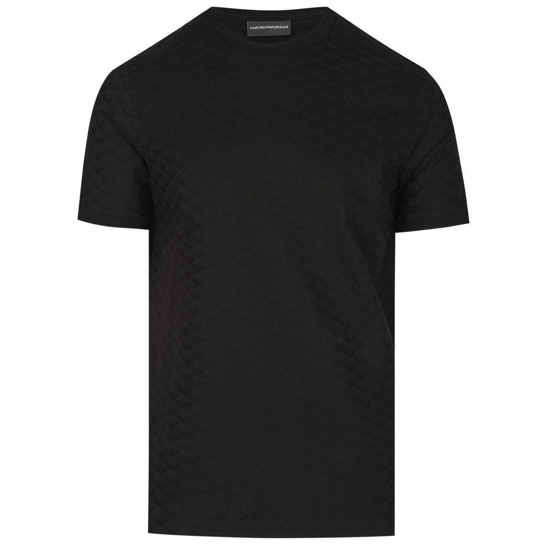 Emporio Armani Eagle All-Over Jacquard T Shirt Black - Urban Menswear