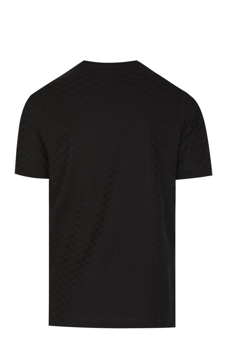 Emporio Armani Eagle All-Over Jacquard T Shirt Black - Urban Menswear