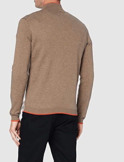 Hugo Boss Beige Ziston Knitted Zip Neck Sweatshirt - Urban Menswear