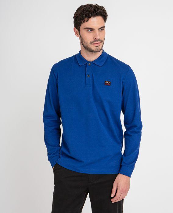 Paul & Shark Long Sleeve Badge Polo Shirt Royal Blue - Urban Menswear
