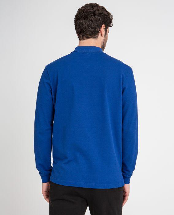 Paul & Shark Long Sleeve Badge Polo Shirt Royal Blue - Urban Menswear