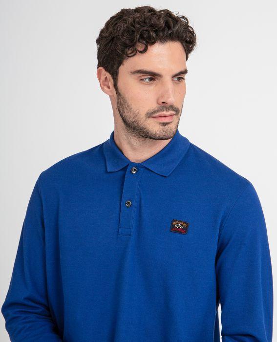 Paul & Shark Long Sleeve Badge Polo Shirt Royal Blue - Urban Menswear