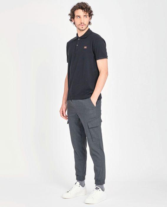 Paul & Shark Short Sleeve Badge Polo Shirt Black - Urban Menswear