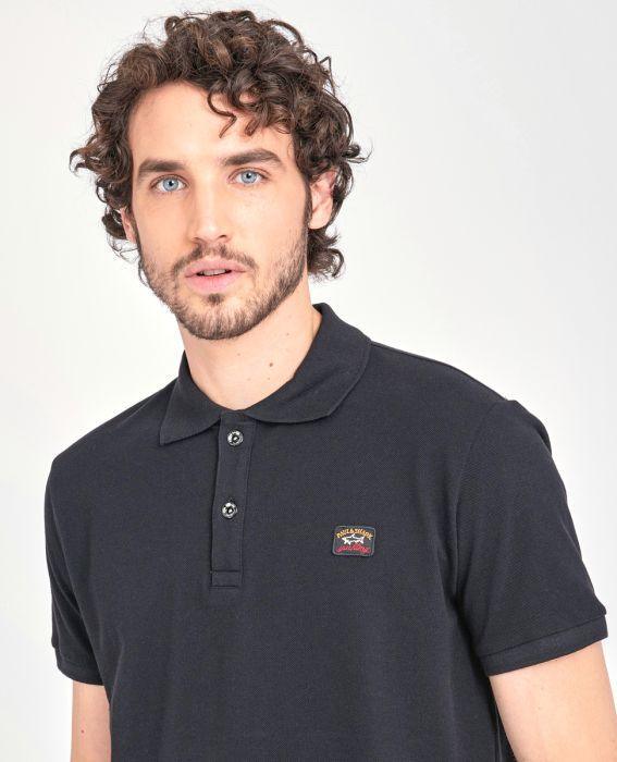 Paul & Shark Short Sleeve Badge Polo Shirt Black - Urban Menswear