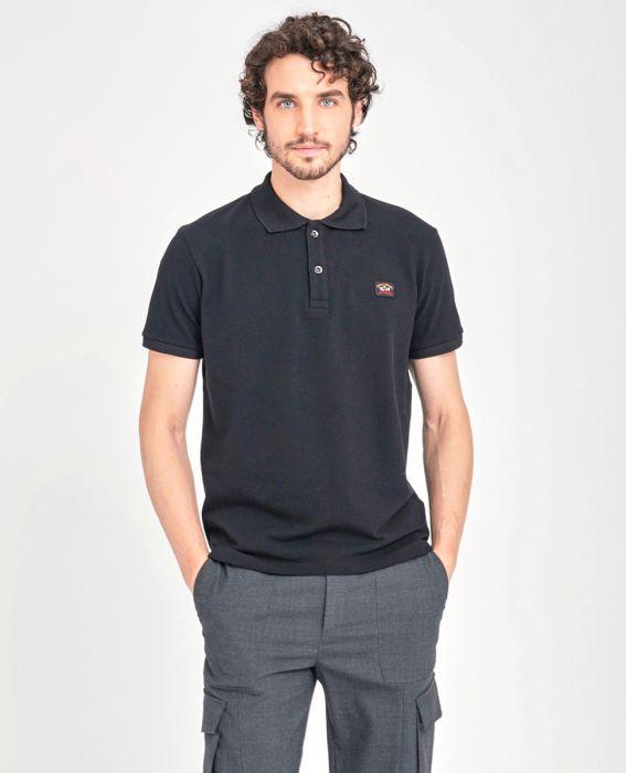 Paul & Shark Short Sleeve Badge Polo Shirt Black - Urban Menswear