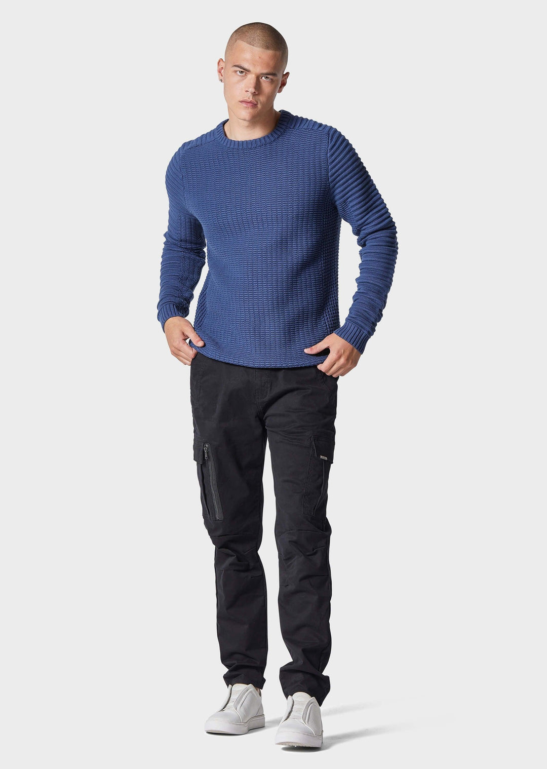 Police Carson Knitted Jumper Petrol Blue - Urban Menswear