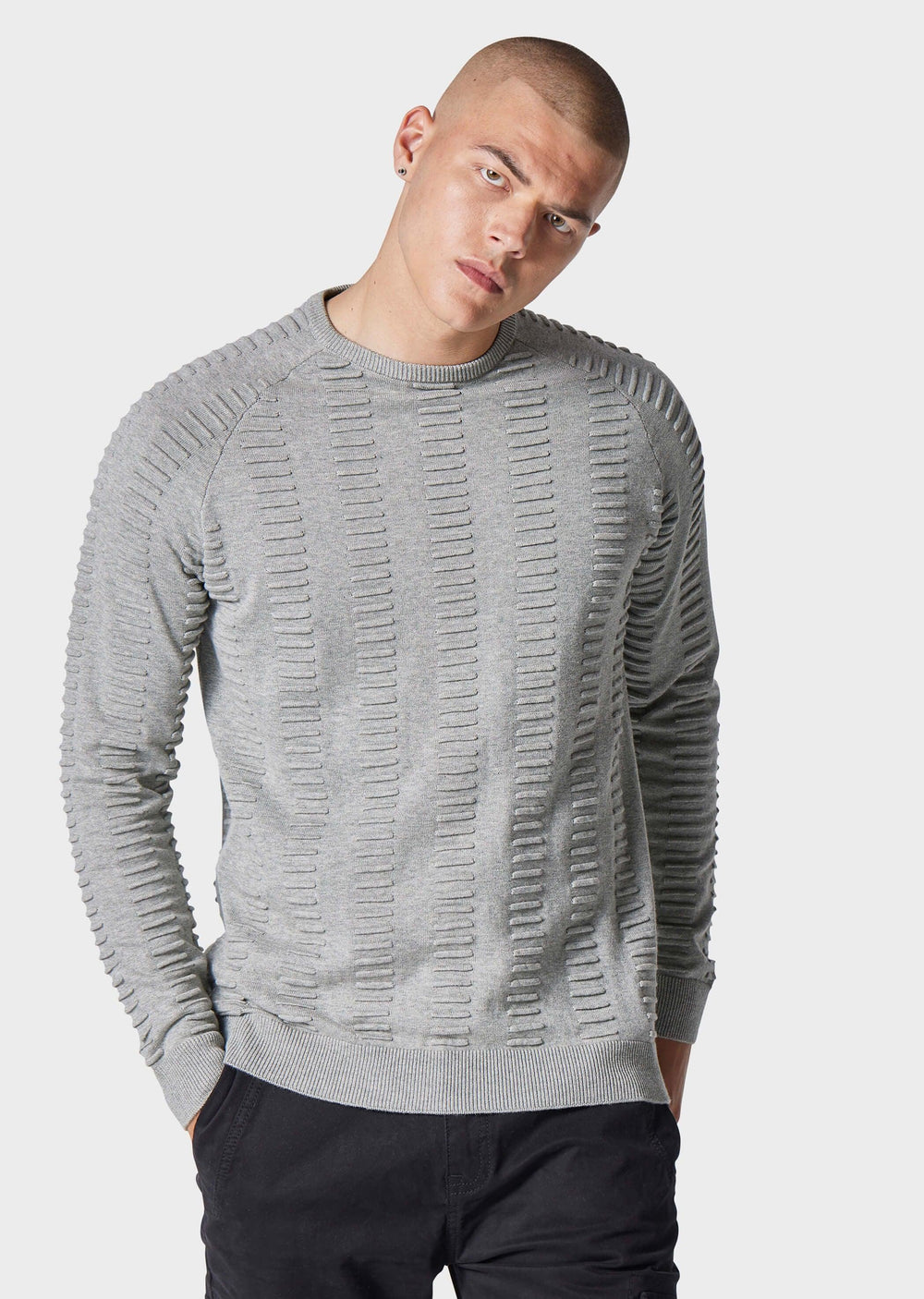 Police Danze Knitted Jumper Marl Grey - Urban Menswear