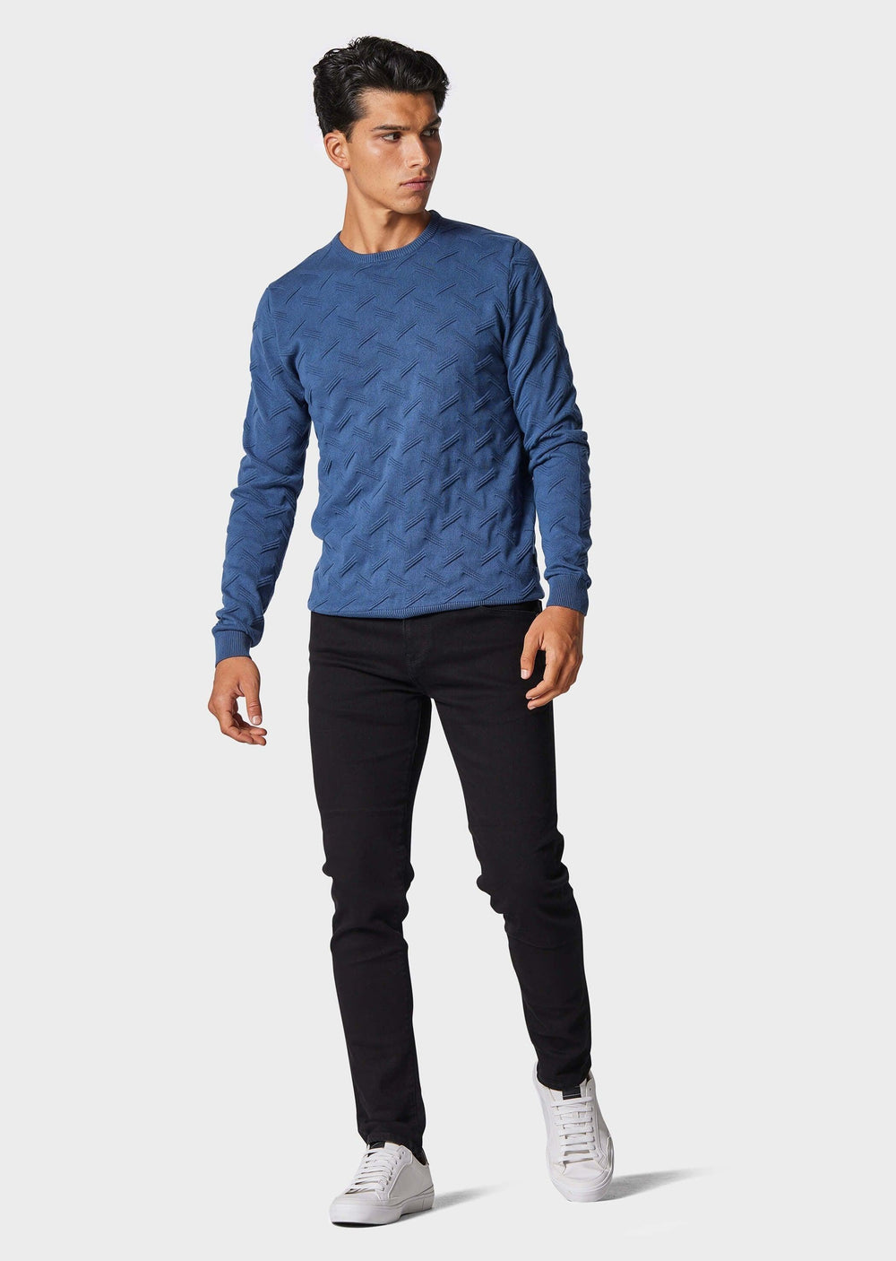 Police Olsen Knitted Jumper Petrol Blue - Urban Menswear