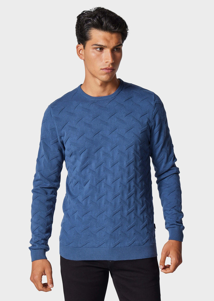 Police Olsen Knitted Jumper Petrol Blue - Urban Menswear