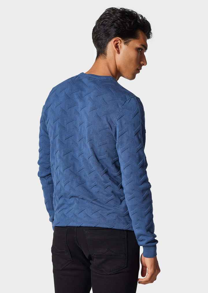 Police Olsen Knitted Jumper Petrol Blue - Urban Menswear