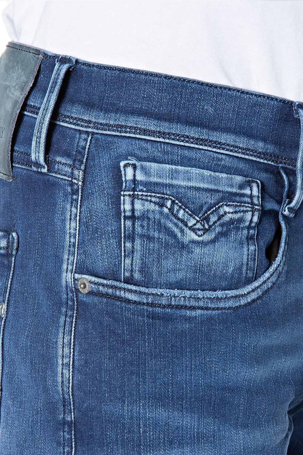Replay Hyperflex Anbass Dark Blue Slim Jeans - Urban Menswear