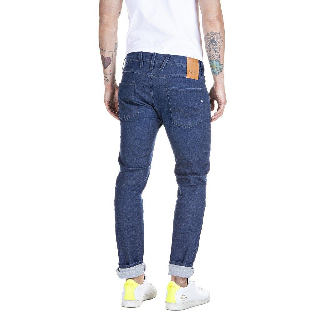 Replay Hyperflex Anbass XLITE Dark Blue Slim Jeans - Urban Menswear