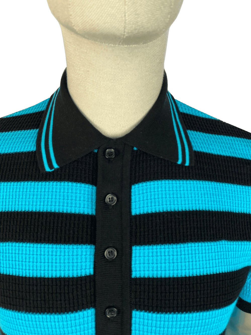 Ska & Soul "Hall" Stripe Knitted Polo Turquoise - Urban Menswear