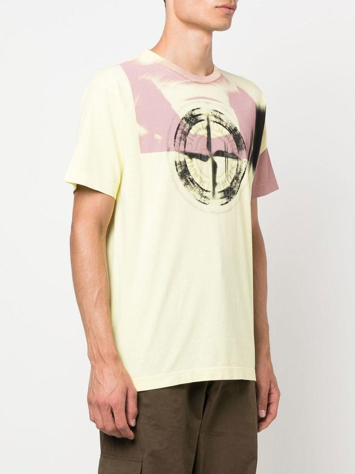 Stone Island Compass Logo T Shirt Yellow - Urban Menswear