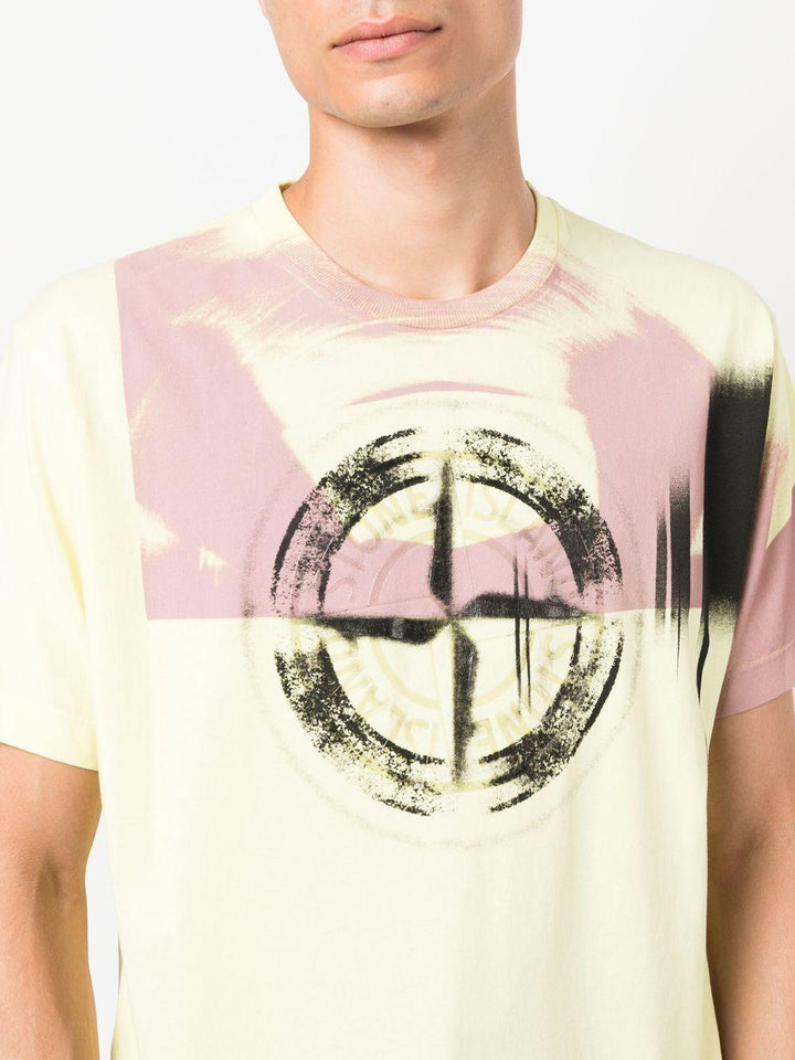 Stone Island Compass Logo T Shirt Yellow - Urban Menswear