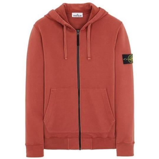 Stone Island Garment Dyed Zip Hoodie Brick Red - Urban Menswear