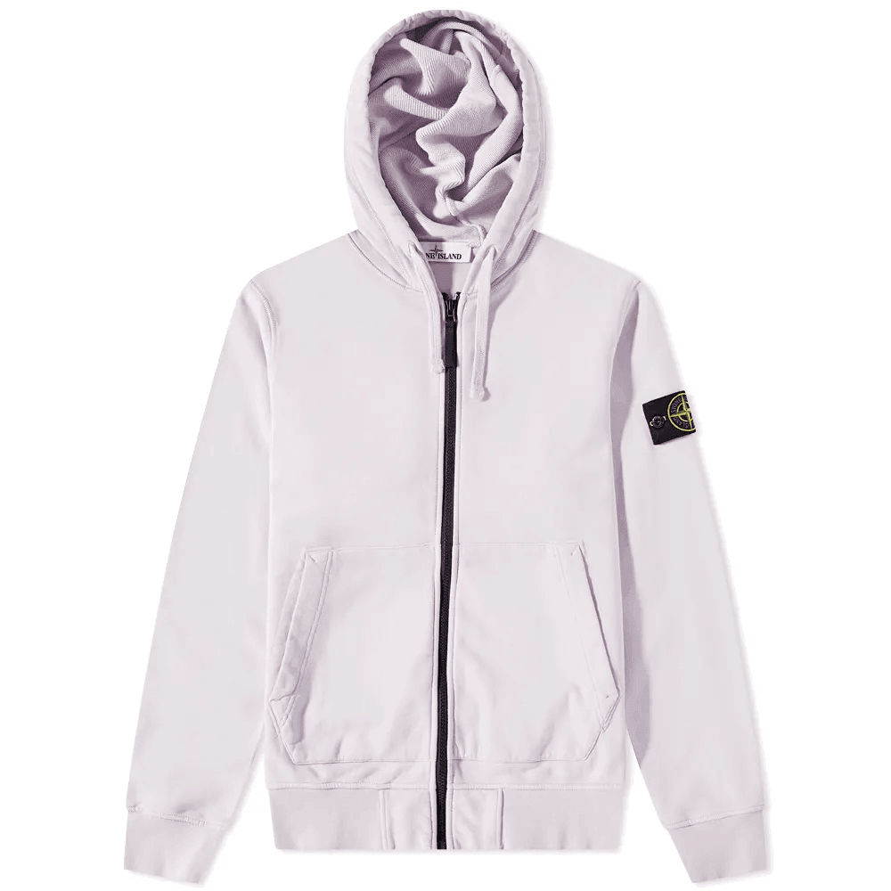 Stone Island Zip Up Hoodie Onion Pink - Urban Menswear