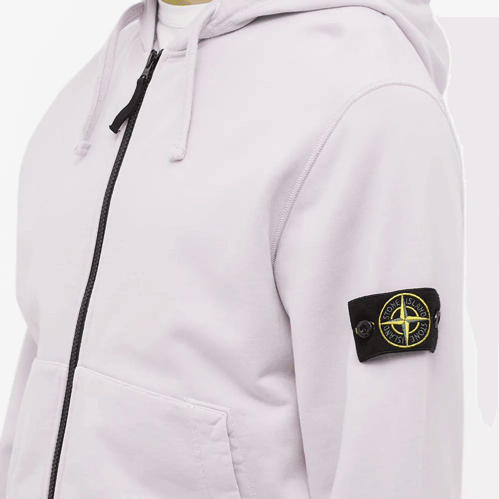 Stone Island Zip Up Hoodie Onion Pink - Urban Menswear