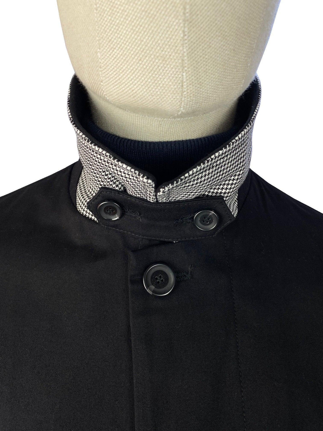 Trojan Dogtooth Mac Jacket Black - Urban Menswear