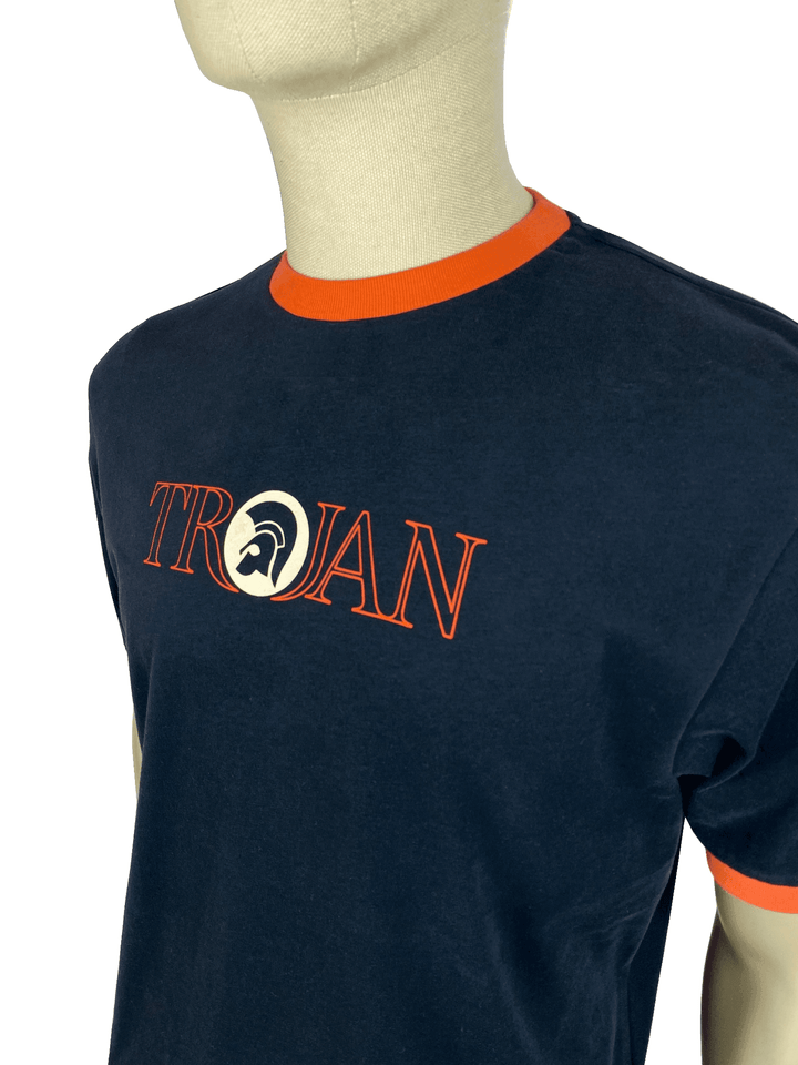 Trojan Records Outline Logo T Shirt Navy - Urban Menswear