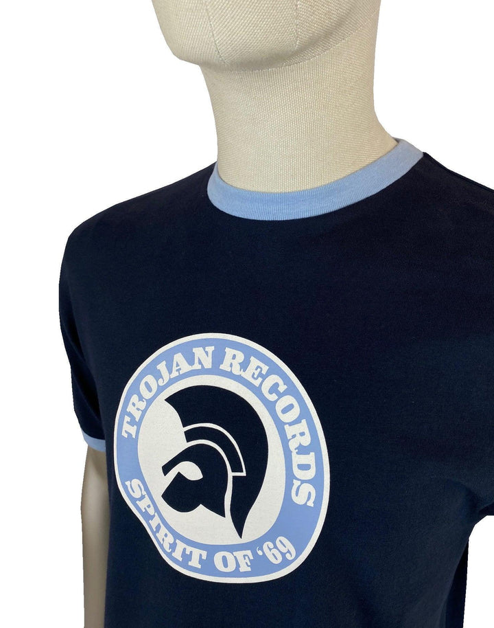 Trojan Records Spirit of 69' T Shirt Navy/Sky - Urban Menswear