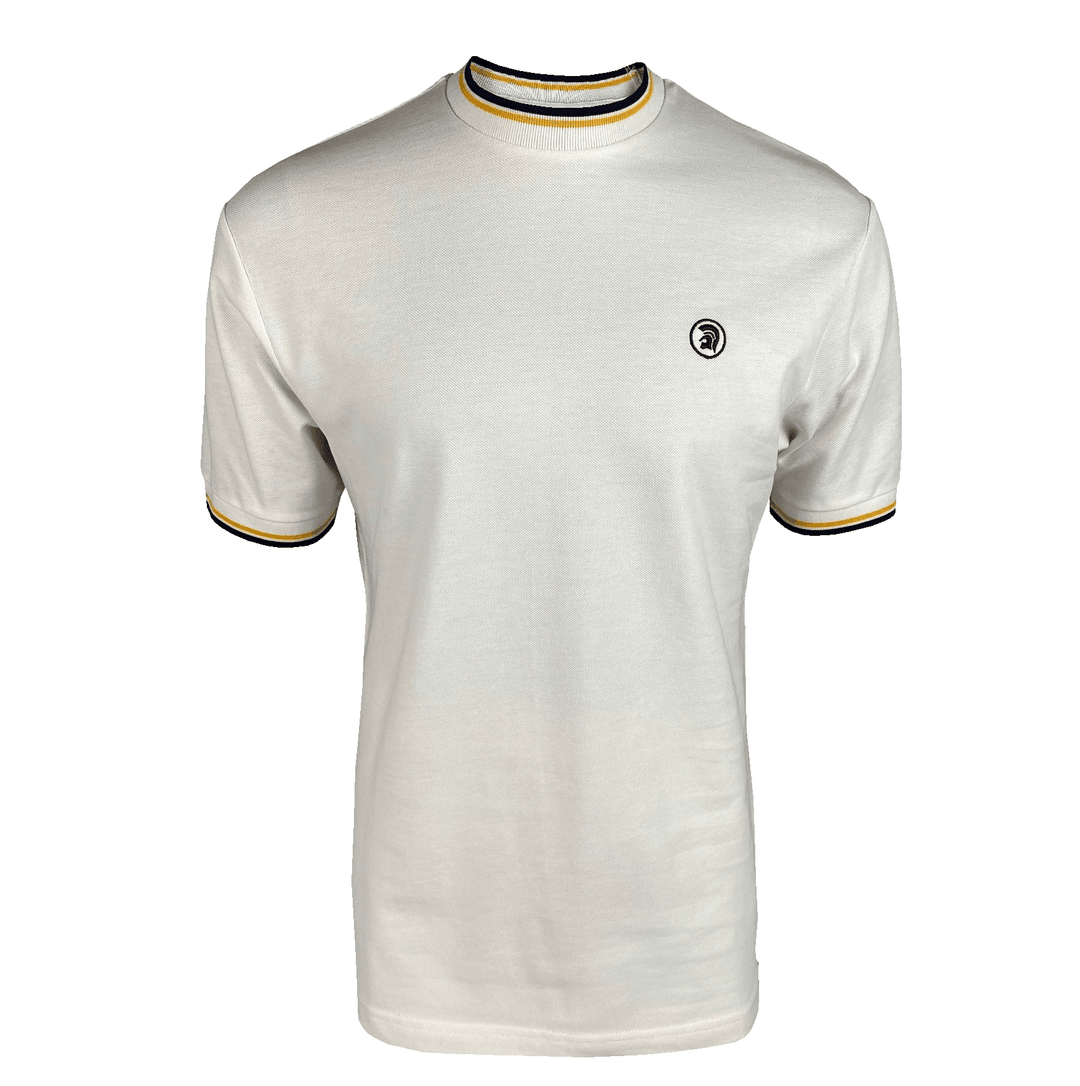 Trojan Twin Tipped Pique T-Shirt Ecru - Urban Menswear