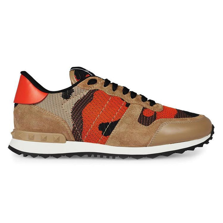 Valentino Beige/Orange/Black Camouflage Rockrunner Trainers - Urban Menswear