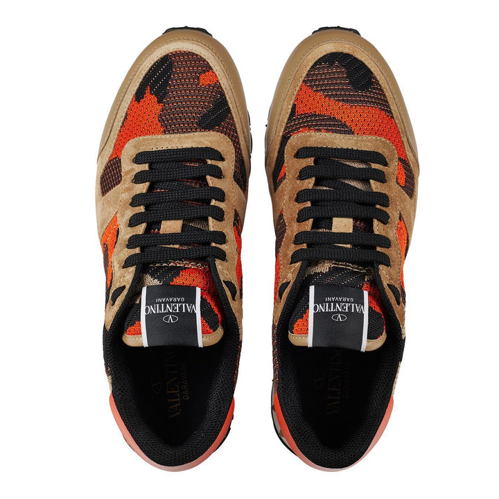 Valentino Beige/Orange/Black Camouflage Rockrunner Trainers - Urban Menswear