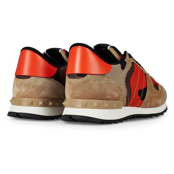 Valentino Beige/Orange/Black Camouflage Rockrunner Trainers - Urban Menswear