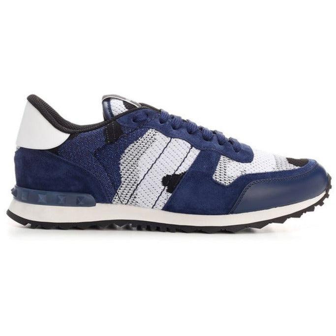 Valentino Blue & White Camouflage Rockrunner Trainers - Urban Menswear