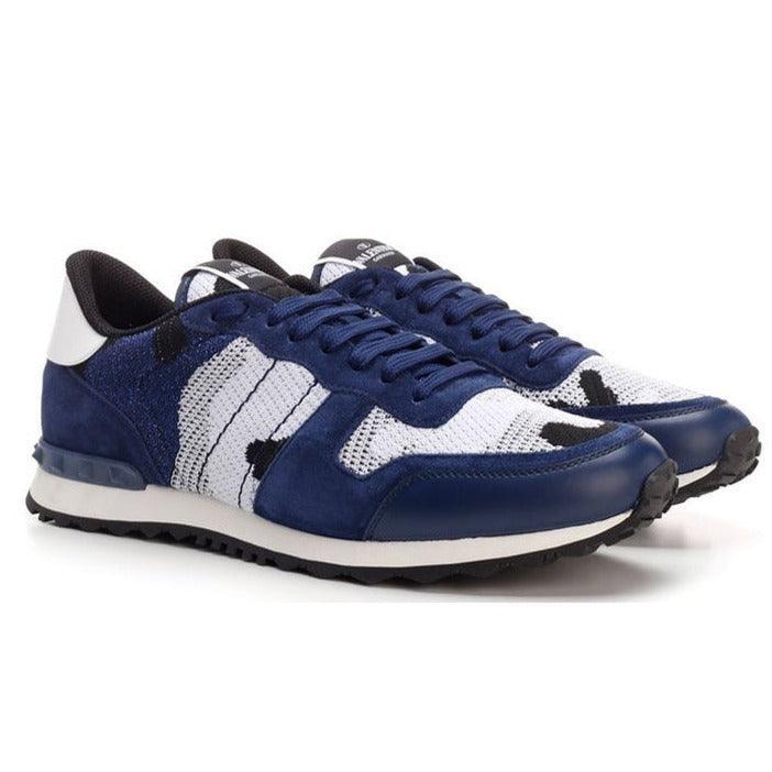 Valentino Blue & White Camouflage Rockrunner Trainers - Urban Menswear