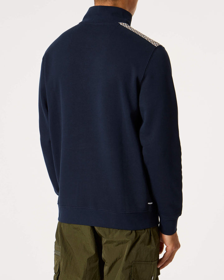 Weekend Offender Miyako Check Zip Sweatshirt Navy - Urban Menswear